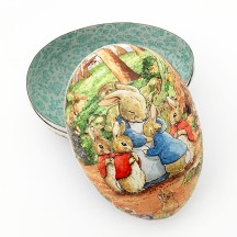 6" Peter Rabbit Papier Mache Easter Egg Container ~ Germany